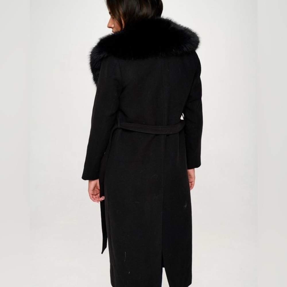 Long Coat with Faux Fur Collar - Picture 2 of 11